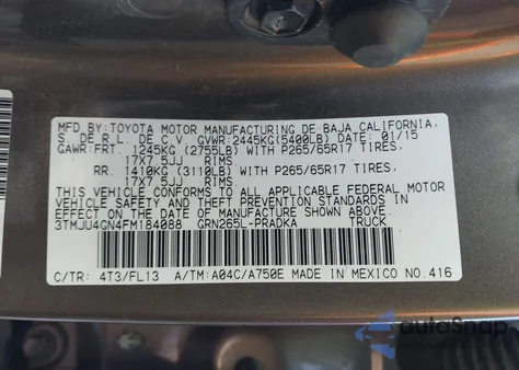 2015 Toyota Tacoma Double Cab Prerunner z USA, uszkodzony, nr VIN 3TMJU4GN4FM184088